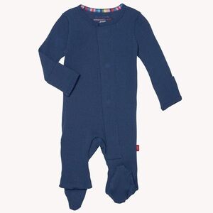 Magnetic Me Modal Parent Favorite Footie- Ribbed Symphony Blue/Size 9-12M